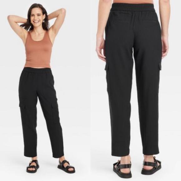 A New Day High Rise Black Cargo Pants Size Large - Picture 1 of 7